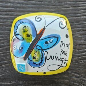 Signed Katie Davis Ceramic Wall Hanging w/Butterfly